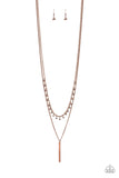 Keep Your Eye On The Pendulum - Copper Necklace - Paparazzi Accessories Necklace Bedazzle Me Pretty Mobile Fashion Boutique