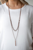 Keep Your Eye On The Pendulum - Copper Necklace - Paparazzi Accessories Necklace Bedazzle Me Pretty Mobile Fashion Boutique