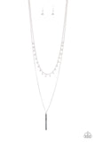 Keep Your Eye On The Pendulum - Silver Necklace - Paparazzi Accessories Necklace Bedazzle Me Pretty Mobile Fashion Boutique