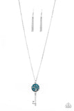 Key Keepsake - Blue Necklace - Paparazzi Accessories Necklace Bedazzle Me Pretty Mobile Fashion Boutique