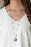 Key Keepsake - Blue Necklace - Paparazzi Accessories Necklace Bedazzle Me Pretty Mobile Fashion Boutique
