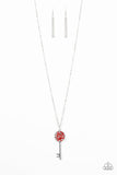 Key Keepsake - Red Necklace - Paparazzi Accessories Necklace Bedazzle Me Pretty Mobile Fashion Boutique