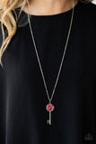 Key Keepsake - Red Necklace - Paparazzi Accessories Necklace Bedazzle Me Pretty Mobile Fashion Boutique