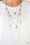 Key Keynote - Blue Necklace - Paparazzi Accessories Necklace Bedazzle Me Pretty Mobile Fashion Boutique