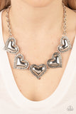 Kindred Hearts - Silver Necklace - Paparazzi Accessories Necklace Bedazzle Me Pretty Mobile Fashion Boutique