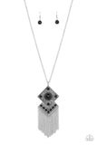 Kite Flight - Black Necklace - Paparazzi Accessories Necklace Bedazzle Me Pretty Mobile Fashion Boutique