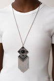 Kite Flight - Black Necklace - Paparazzi Accessories Necklace Bedazzle Me Pretty Mobile Fashion Boutique
