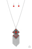 Kite Flight - Red Necklace - Paparazzi Accessories Necklace Bedazzle Me Pretty Mobile Fashion Boutique