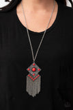 Kite Flight - Red Necklace - Paparazzi Accessories Necklace Bedazzle Me Pretty Mobile Fashion Boutique