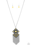 Kite Flight - Yellow Necklace - Paparazzi Accessories Necklace Bedazzle Me Pretty Mobile Fashion Boutique
