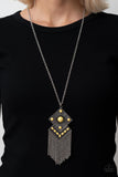 Kite Flight - Yellow Necklace - Paparazzi Accessories Necklace Bedazzle Me Pretty Mobile Fashion Boutique