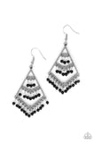 Kite Race - Black Earrings - Paparazzi Accessories Earrings Bedazzle Me Pretty Mobile Fashion Boutique