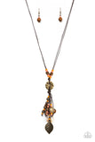 Knotted Keepsake - Orange Necklace - Paparazzi Accessories Necklace Bedazzle Me Pretty Mobile Fashion Boutique