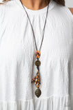 Knotted Keepsake - Orange Necklace - Paparazzi Accessories Necklace Bedazzle Me Pretty Mobile Fashion Boutique