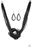 Knotted Knockout - Black Necklace - Paparazzi Accessories Necklace Bedazzle Me Pretty Mobile Fashion Boutique