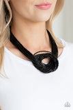 Knotted Knockout - Black Necklace - Paparazzi Accessories Necklace Bedazzle Me Pretty Mobile Fashion Boutique