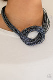 Knotted Knockout - Blue Necklace - Paparazzi Accessories Necklace Bedazzle Me Pretty Mobile Fashion Boutique