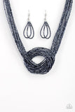 Knotted Knockout - Blue Necklace - Paparazzi Accessories Necklace Bedazzle Me Pretty Mobile Fashion Boutique