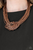 Knotted Knockout - Copper Necklace - Paparazzi Accessories Necklace Bedazzle Me Pretty Mobile Fashion Boutique