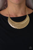 Large As Life - Gold Necklace - Paparazzi Accessories Necklace Bedazzle Me Pretty Mobile Fashion Boutique