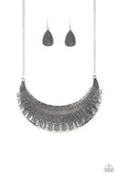 Large As Life - Silver Necklace - Paparazzi Accessories Necklace Bedazzle Me Pretty Mobile Fashion Boutique