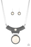 Lasting EMPRESS-ions - White Necklace - Paparazzi Accessories Necklace Bedazzle Me Pretty Mobile Fashion Boutique