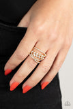 Lavishly Luminary - Gold Ring - Paparazzi Accessories Ring Bedazzle Me Pretty Mobile Fashion Boutique