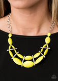 Law of the Jungle - Yellow Necklace - Paparazzi Accessories Necklace Bedazzle Me Pretty Mobile Fashion Boutique
