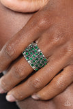 Lawbreaking Loot - Green Ring - Paparazzi Accessories Ring Bedazzle Me Pretty Mobile Fashion Boutique