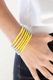 LAYER It On Thick - Yellow Bracelet - Paparazzi Accessories Bracelet Bedazzle Me Pretty Mobile Fashion Boutique