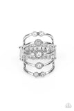 Layer On The Luster - White Ring - Paparazzi Accessories Ring Bedazzle Me Pretty Mobile Fashion Boutique