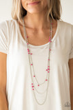Laying The Groundwork - Pink Necklace - Paparazzi Accessories Necklace Bedazzle Me Pretty Mobile Fashion Boutique