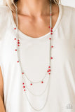Laying The Groundwork - Red Necklace - Paparazzi Accessories Necklace Bedazzle Me Pretty Mobile Fashion Boutique