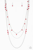 Laying The Groundwork - Red Necklace - Paparazzi Accessories Necklace Bedazzle Me Pretty Mobile Fashion Boutique
