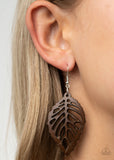 LEAF Em Hanging - Brown Earrings - Paparazzi Accessories Earrings Bedazzle Me Pretty Mobile Fashion Boutique