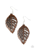 LEAF Em Hanging - Brown Earrings - Paparazzi Accessories Earrings Bedazzle Me Pretty Mobile Fashion Boutique