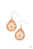 LEAF Yourself Wide Open - Orange Earrings - Paparazzi Accessories Earrings Bedazzle Me Pretty Mobile Fashion Boutique