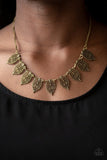 Leafy Lagoon - Brass Necklace - Paparazzi Accessories Necklace Bedazzle Me Pretty Mobile Fashion Boutique