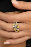 Leafy Luster - Yellow Ring - Paparazzi Accessories Ring Bedazzle Me Pretty Mobile Fashion Boutique