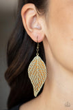 Leafy Luxury - Brass Earrings - Paparazzi Accessories Earrings Bedazzle Me Pretty Mobile Fashion Boutique