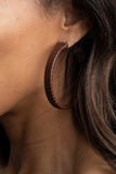 Leather-Clad Legend - Brown Earrings - Paparazzi Accessories Earrings Bedazzle Me Pretty Mobile Fashion Boutique