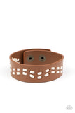 Leather Is My Favorite Color - Brown Bracelet - Paparazzi Accessories Bracelet Bedazzle Me Pretty Mobile Fashion Boutique