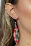 Leather Lagoon - Red Earrings - Paparazzi Accessories Earrings Bedazzle Me Pretty Mobile Fashion Boutique
