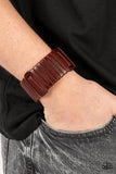 Leather Lumberyard - Brown Bracelet - Paparazzi Accessories Bracelet Bedazzle Me Pretty Mobile Fashion Boutique