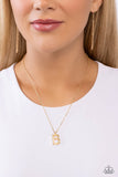 Leave Your Initials - Gold - B Necklace - Paparazzi Accessories Necklace Bedazzle Me Pretty Mobile Fashion Boutique