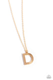 Leave Your Initials - Gold - D Necklace - Paparazzi Accessories Necklace Bedazzle Me Pretty Mobile Fashion Boutique