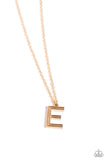 Leave Your Initials - Gold - E Necklace - Paparazzi Accessories Necklace Bedazzle Me Pretty Mobile Fashion Boutique