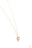 Leave Your Initials - Gold - F Necklace - Paparazzi Accessories Necklace Bedazzle Me Pretty Mobile Fashion Boutique