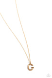 Leave Your Initials - Gold - G Necklace - Paparazzi Accessories Necklace Bedazzle Me Pretty Mobile Fashion Boutique