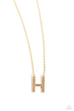 Leave Your Initials - Gold - H Necklace - Paparazzi Accessories Necklace Bedazzle Me Pretty Mobile Fashion Boutique